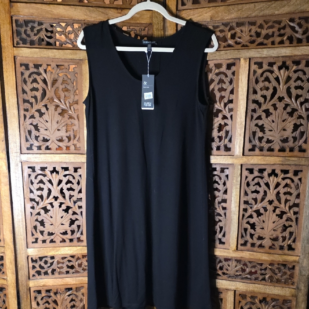 Eileen Fisher Classic Black Midi Dress